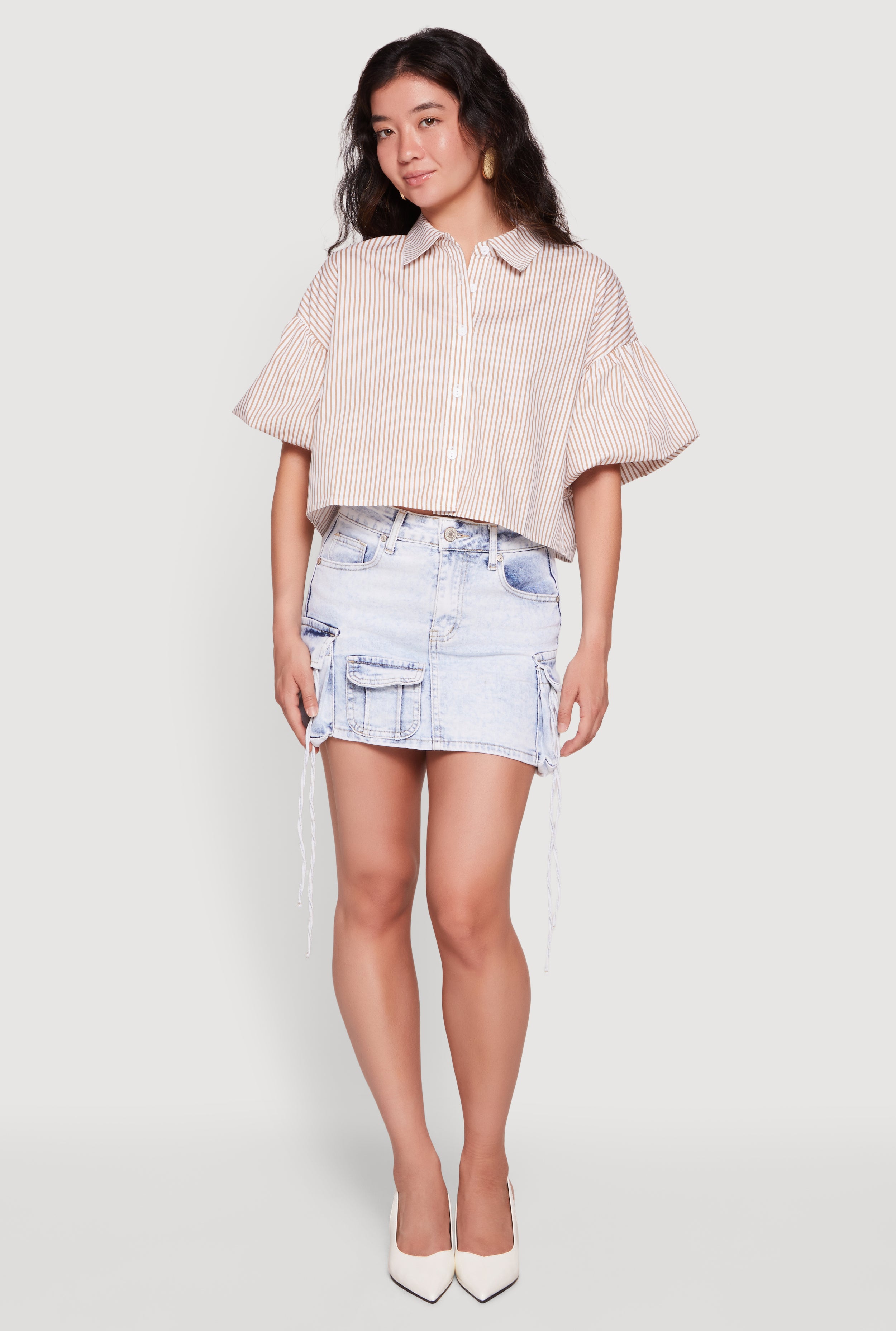 Bubble Sleeve Crop Tops | Rainbow Shops