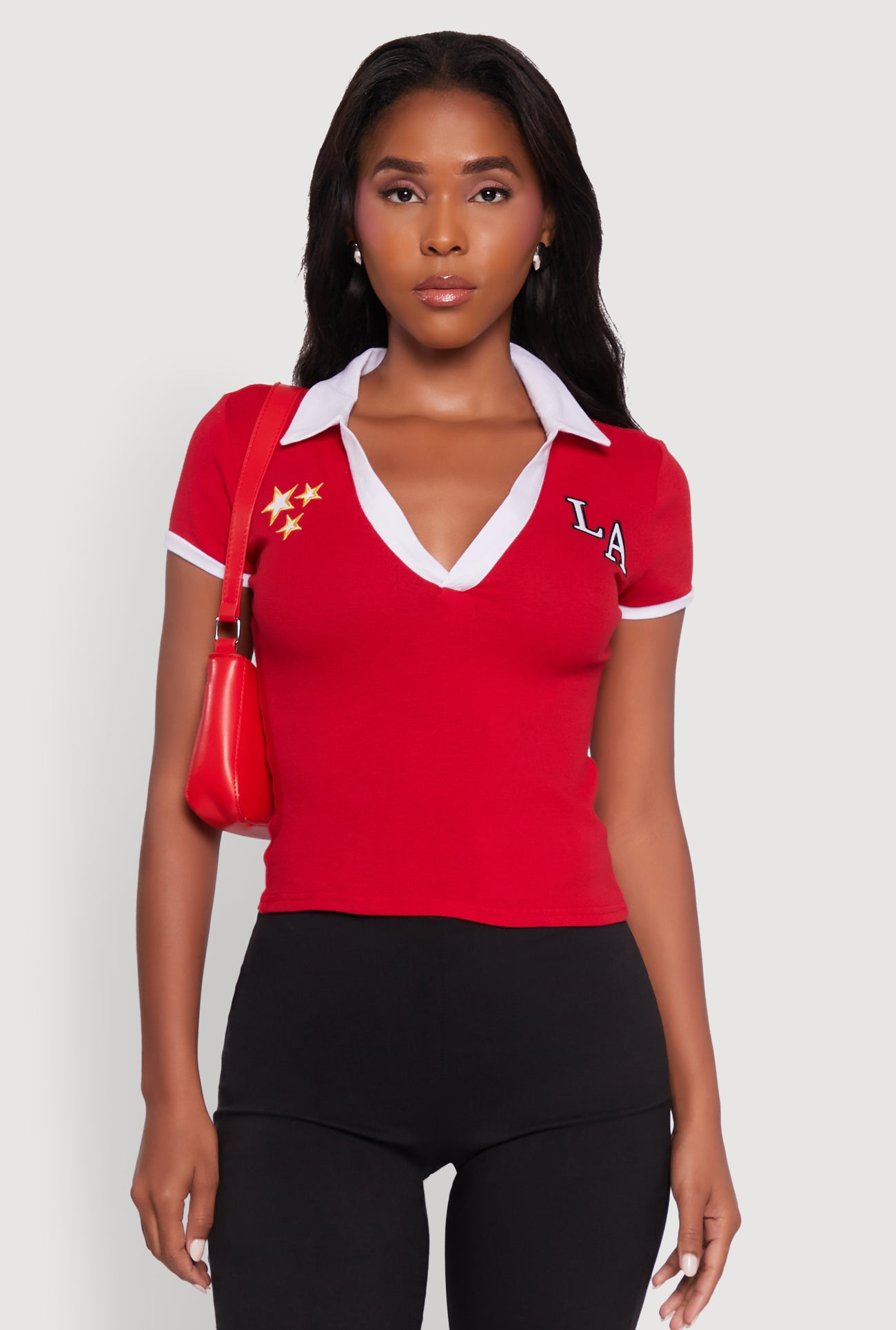 Patch Graphic Contrast Trim Polo Top