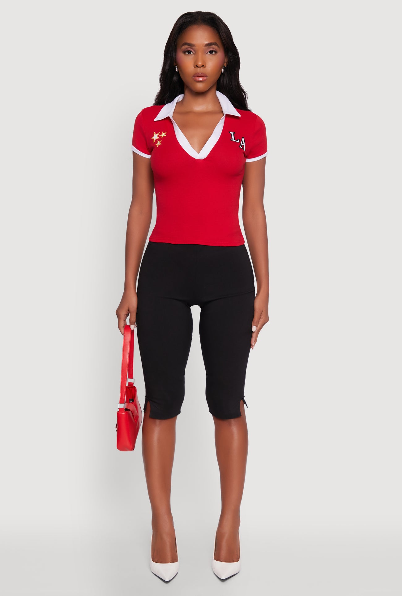 Patch Graphic Contrast Trim Polo Top