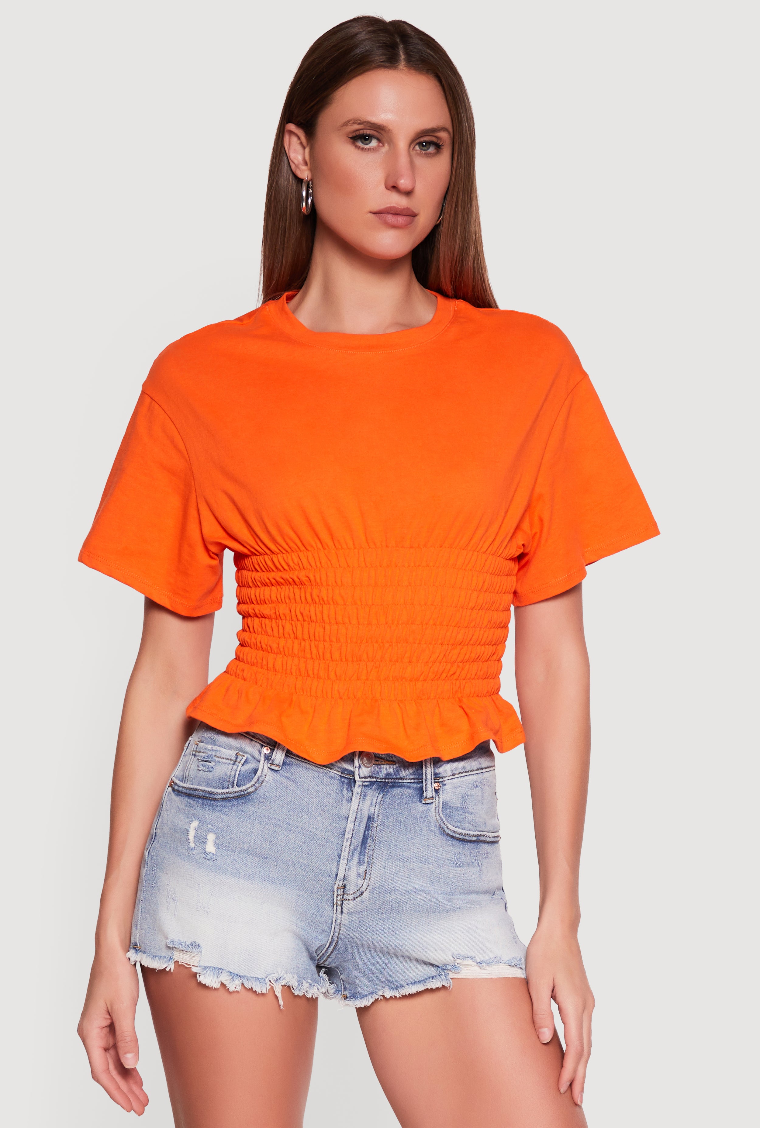 Smocked Waist Dolman Sleeve Top