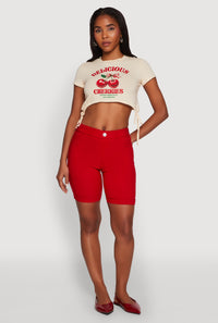 Delicious Cherries Graphic Drawstring Hem Cropped Tee