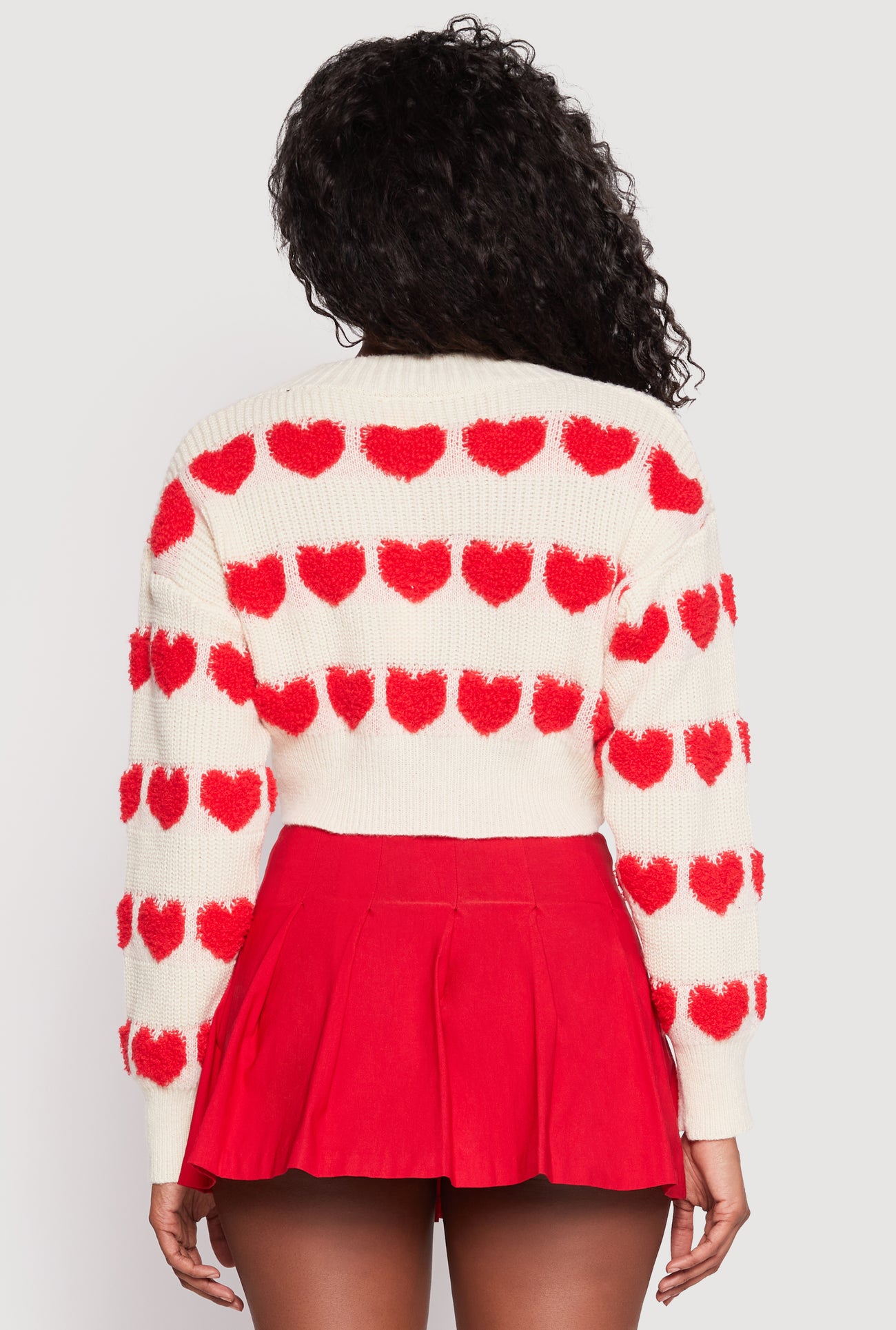 Daisy Chenille Heart Cropped Cardigan