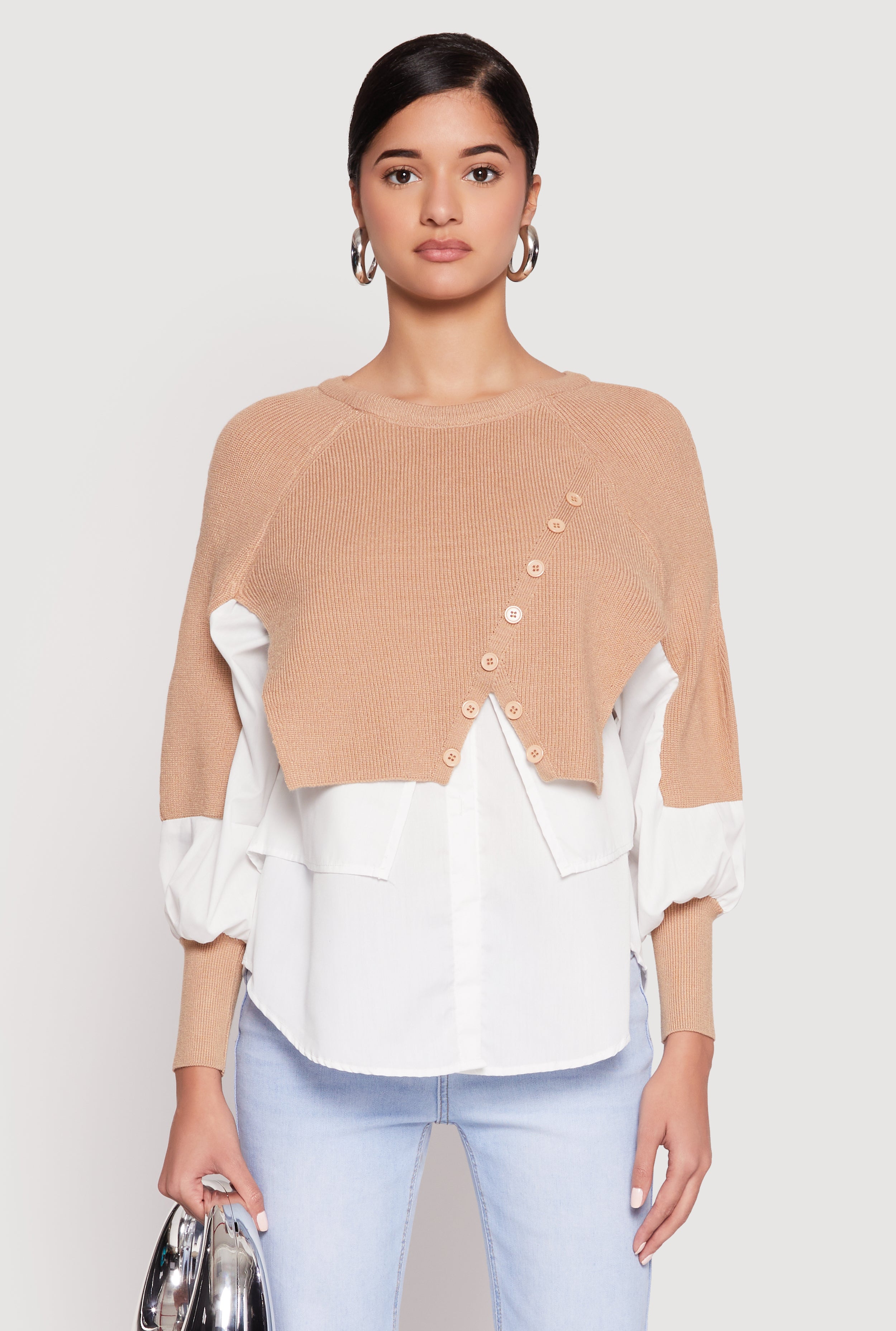 Daisy Asymmetrical Knit Layered Look Top
