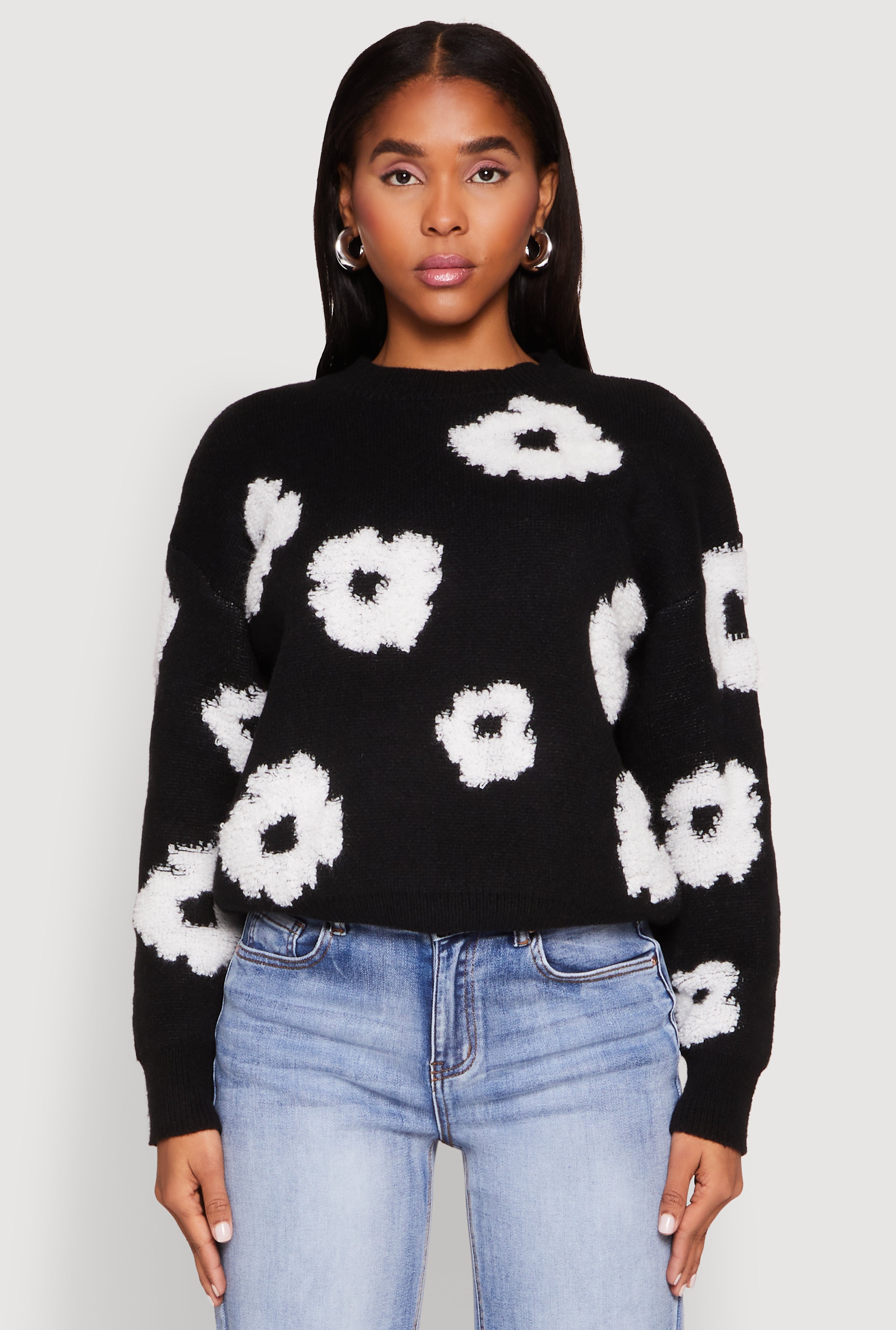 Daisy Flower Tufted Knit Sweater
