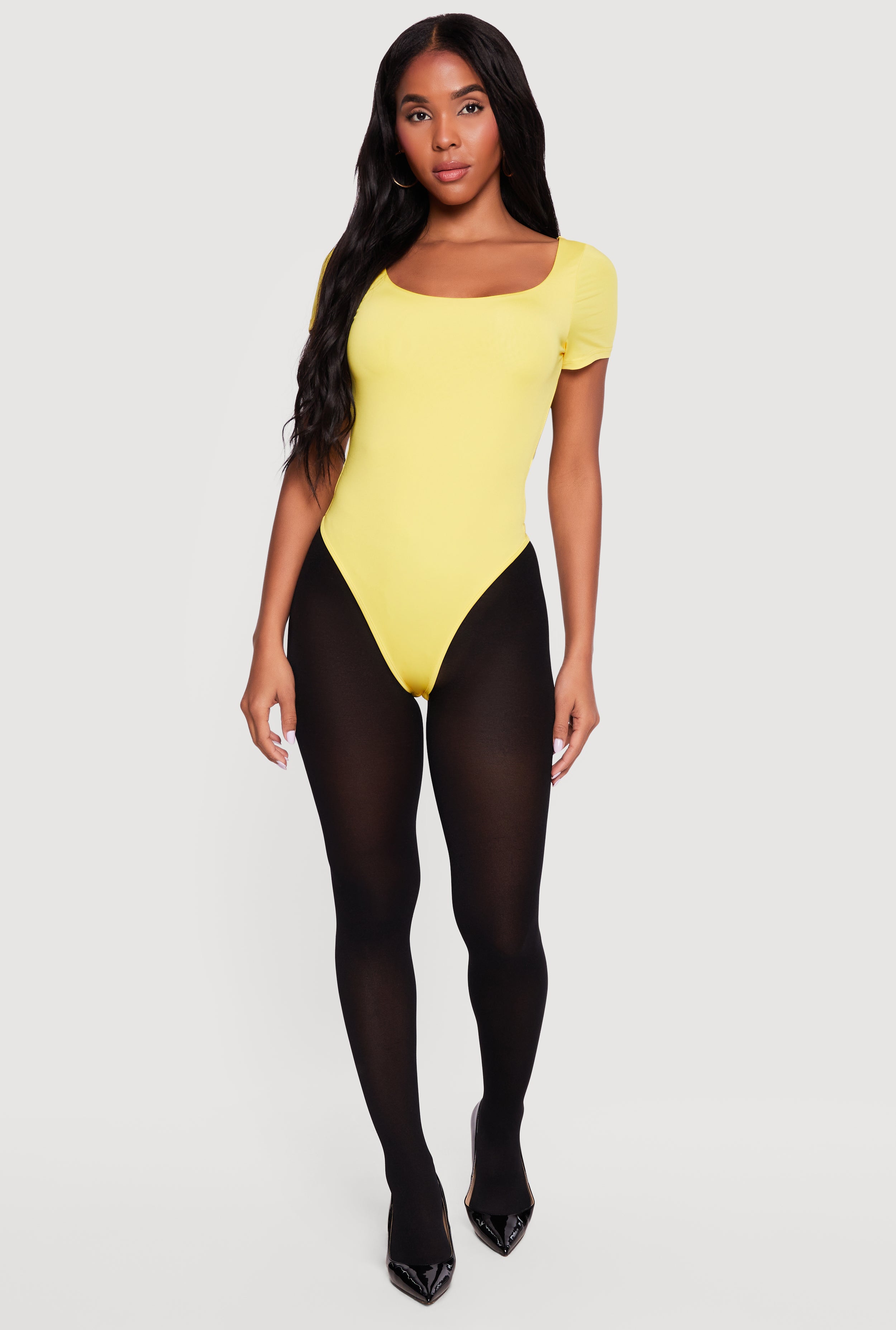 SKINS スキンズ ショートスリーブトップ ユース ブラック/イエロー YL Scoop Neck Short Sleeve Bodysuit