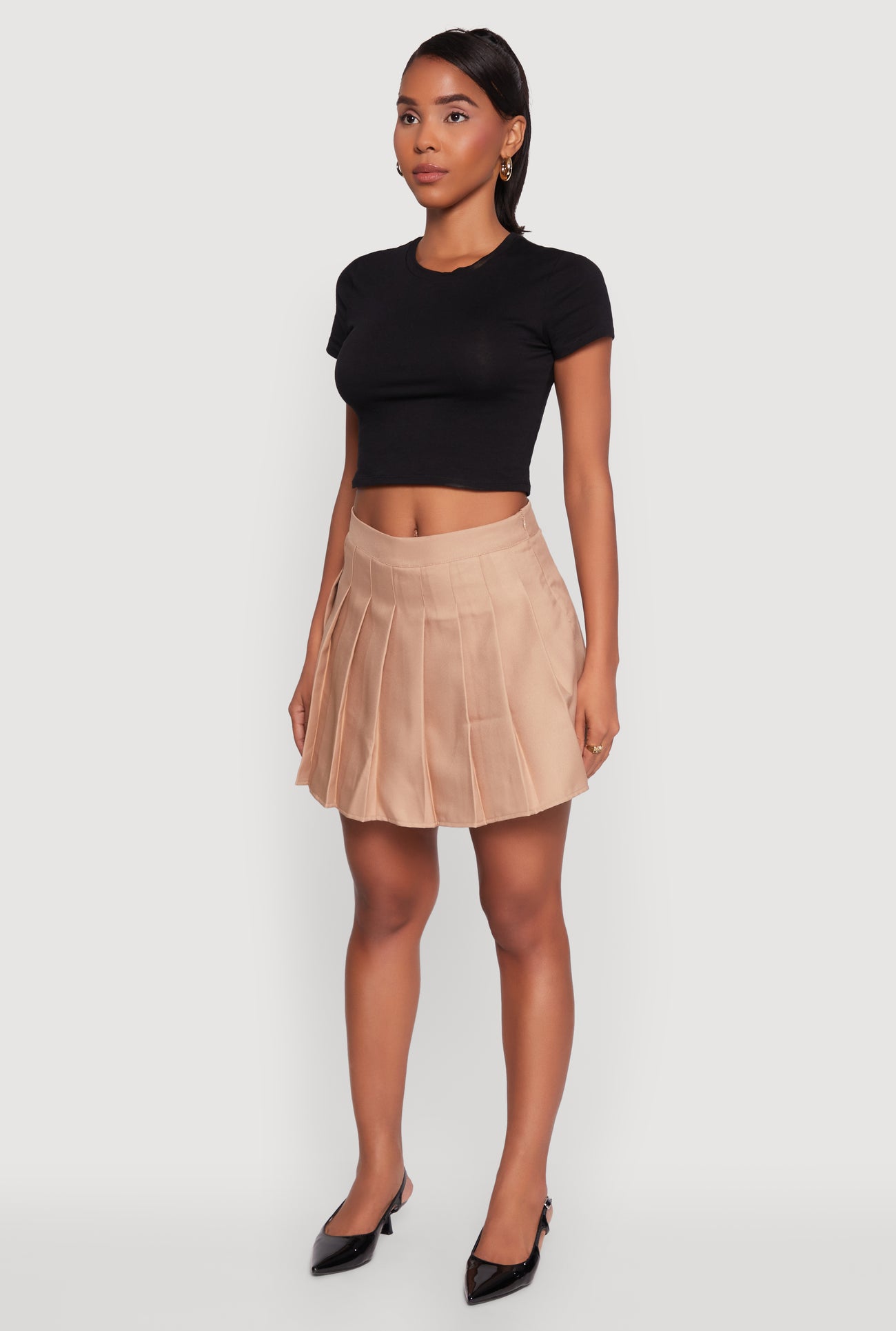 Trendy High Waisted Pleated Skirt
