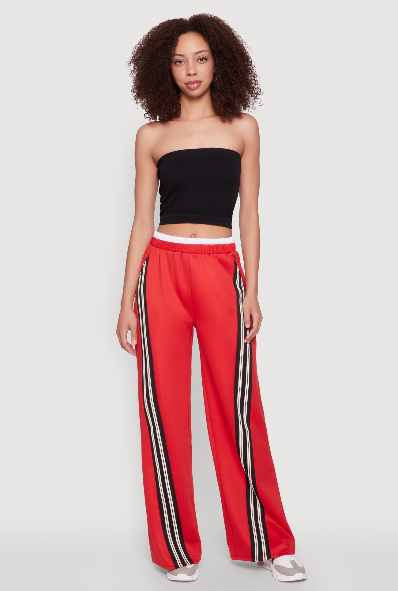 Stylish High Waisted Contrast Trim Scuba Active Pants