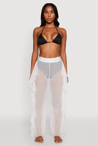 High Waisted Ruffle Trim Cover Up Pants