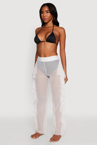 High Waisted Ruffle Trim Cover Up Pants
