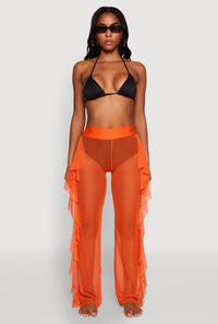 Ruffle Trim High Waisted Cover Up Pants