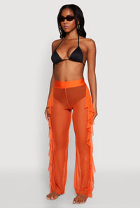 Ruffle Trim High Waisted Cover Up Pants