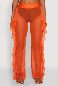 Ruffle Trim High Waisted Cover Up Pants