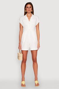 Button Front Fixed Cuff Romper