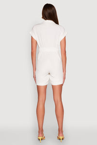 Button Front Fixed Cuff Romper
