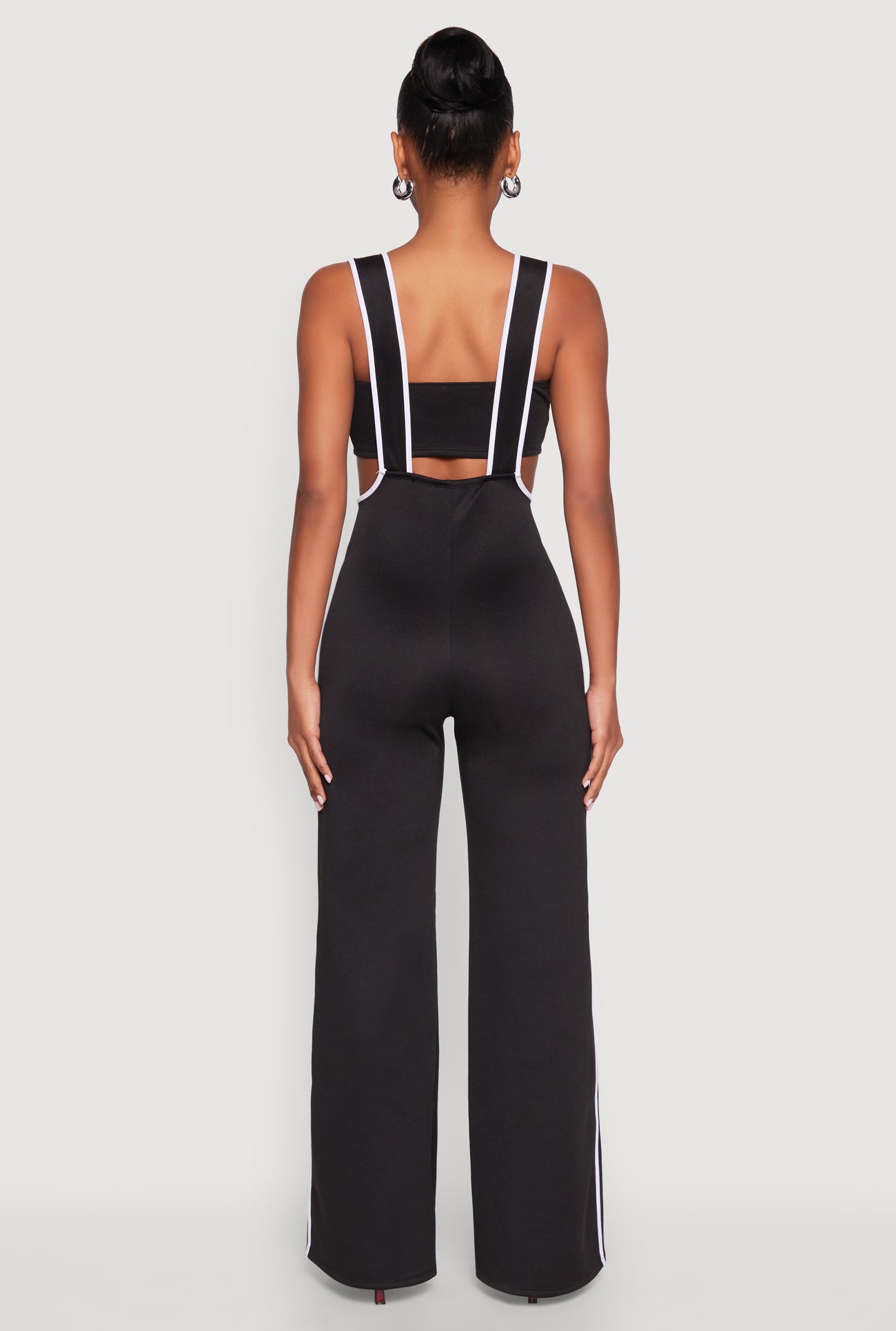 Contrast Trim Suspender Pants with Bandeau Top