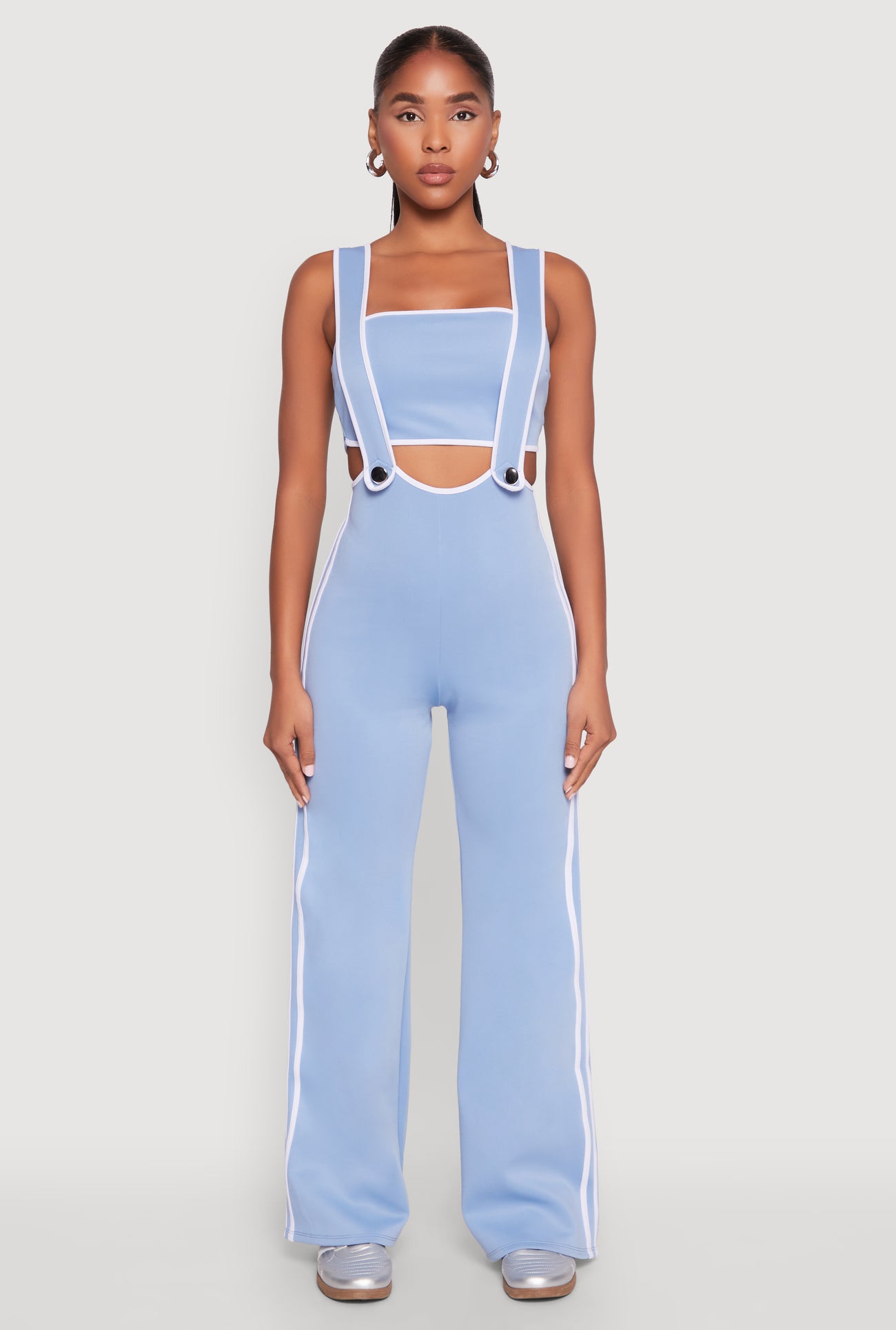 Contrast Trim Suspender Pants with Bandeau Top