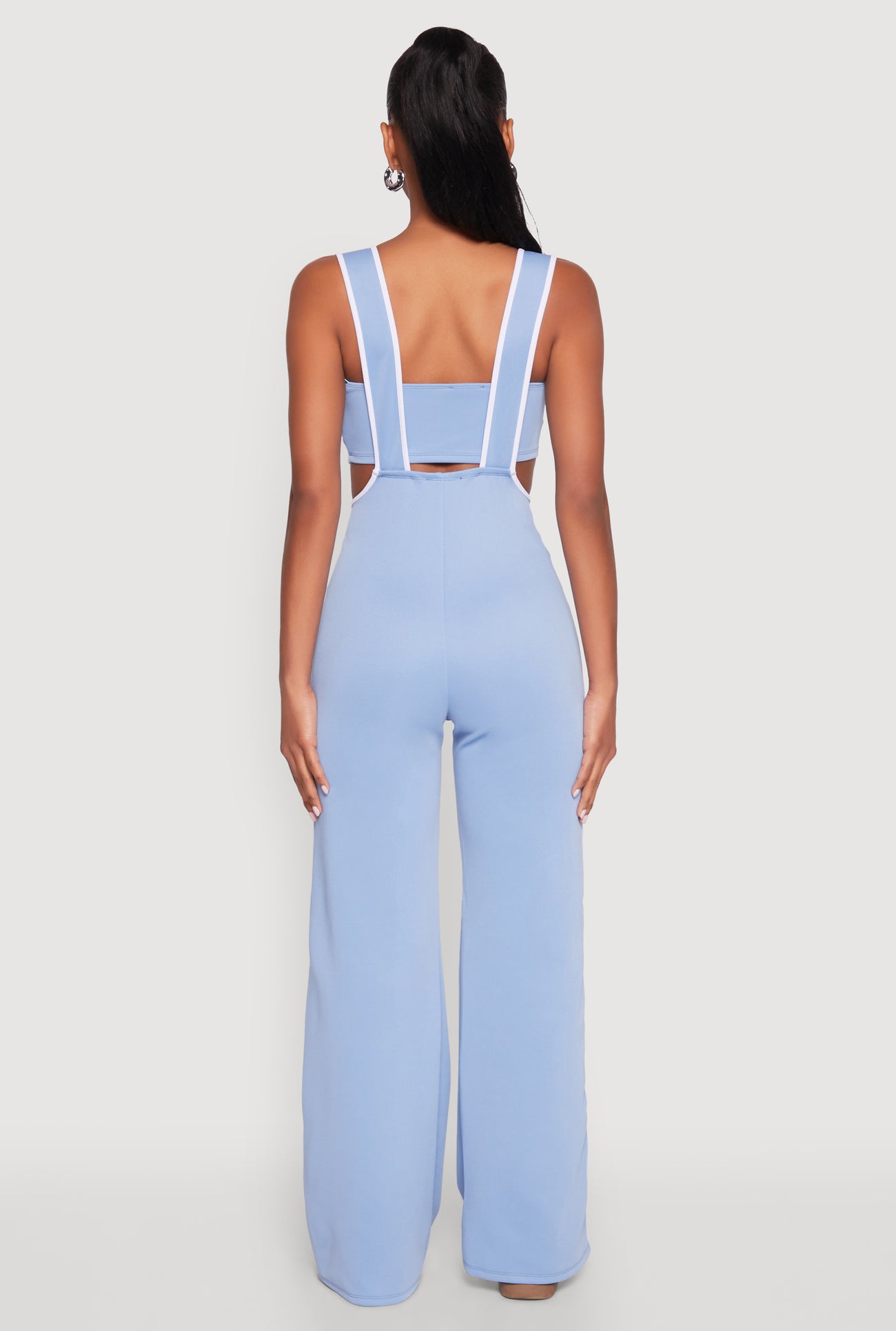Contrast Trim Suspender Pants with Bandeau Top