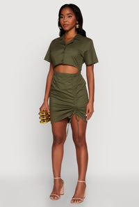 Lace Up Back Button Front Cut Out Mini Dress