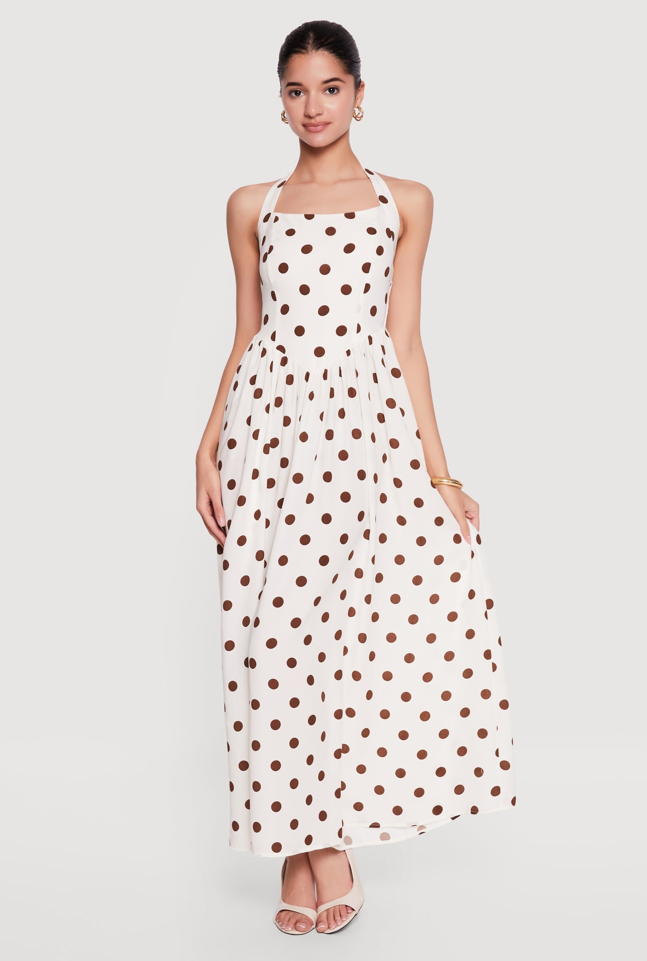 fitted lace wedding dress Susan Polka Dot Halter Dress – Mota Boutique main image 1