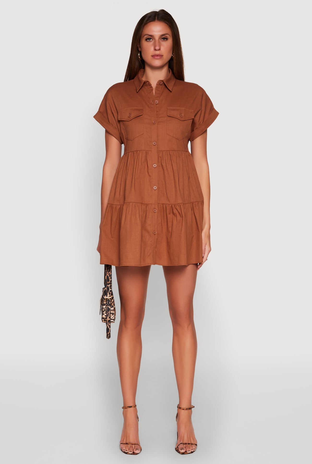 Fixed Cuff Babydoll Shirt Dress