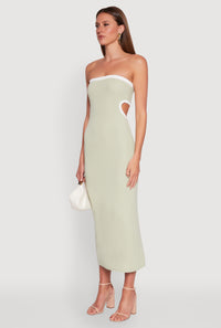 Contrast Trim Cut Out Back Tube Dress