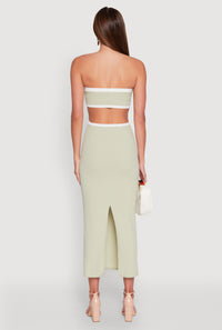 Contrast Trim Cut Out Back Tube Dress