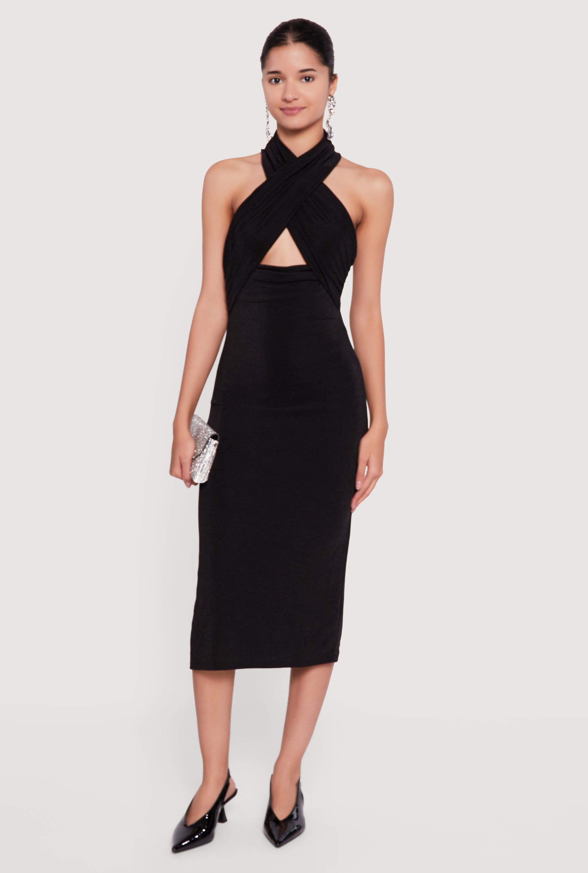 Criss Cross Cut Out Halter Midi Dress Criss Cross Cut Out Halter Midi Dress