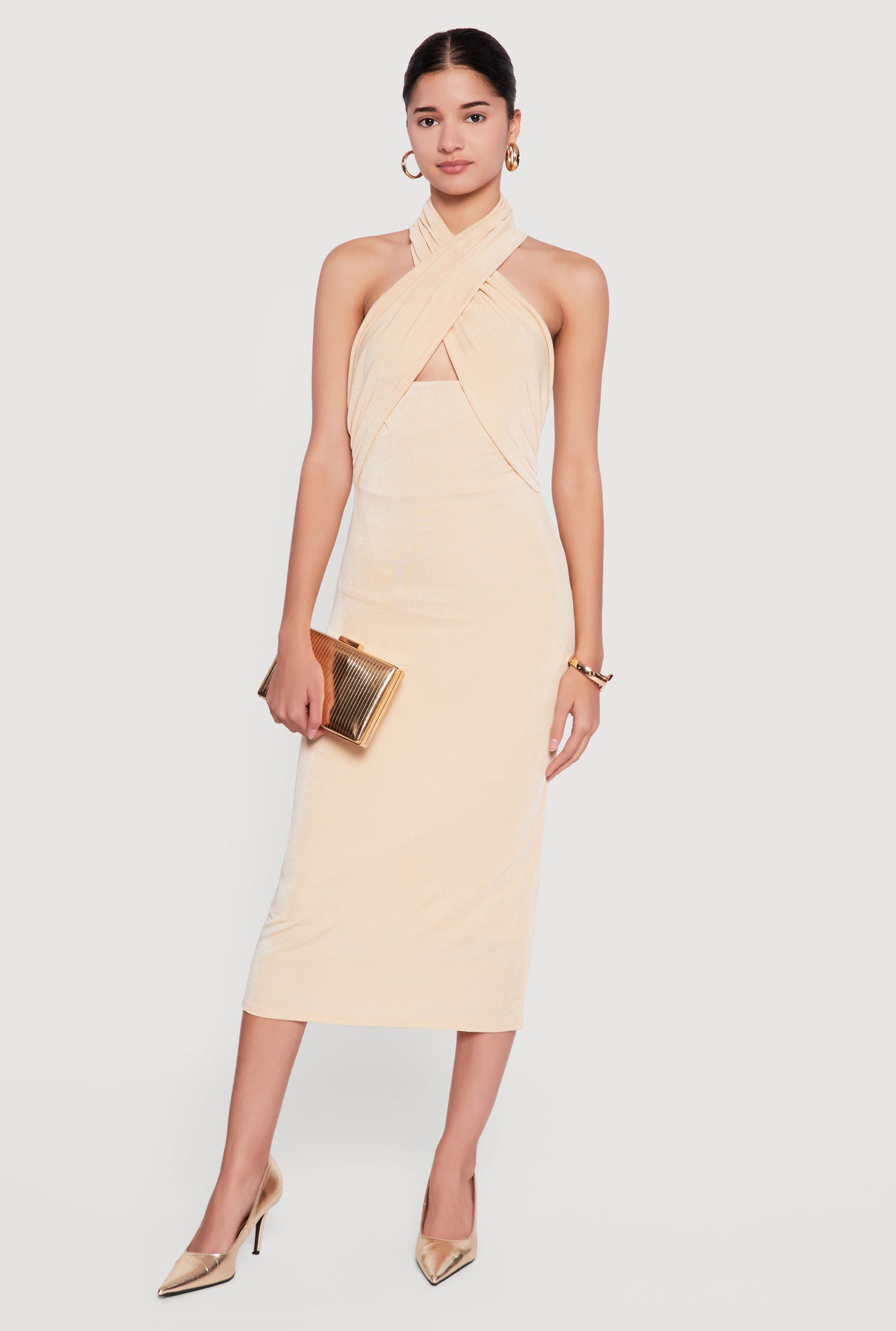 Criss Cross Cut Out Halter Midi Dress Criss Cross Cut Out Halter Midi Dress