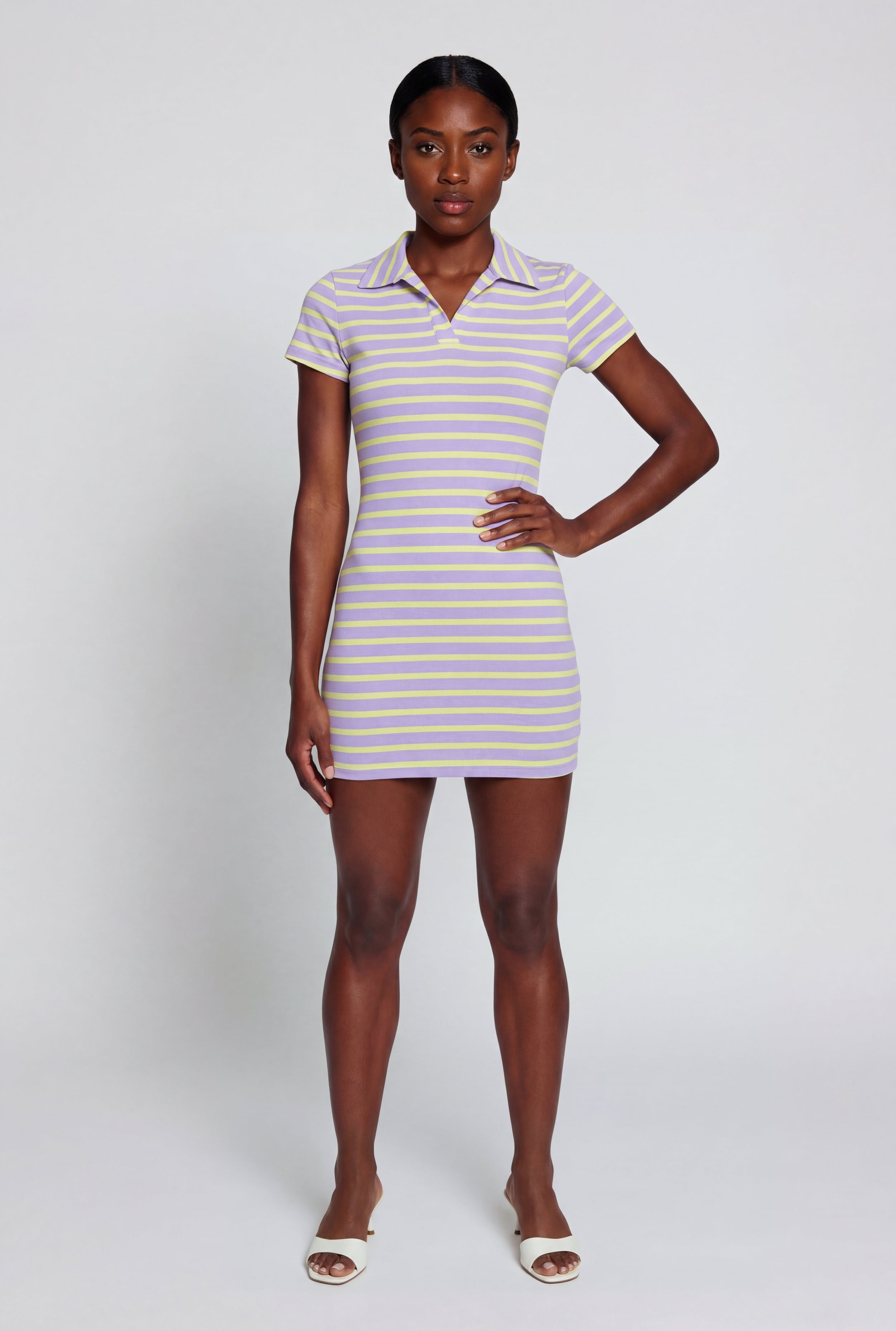 Short Sleeve Striped Polo Dress
