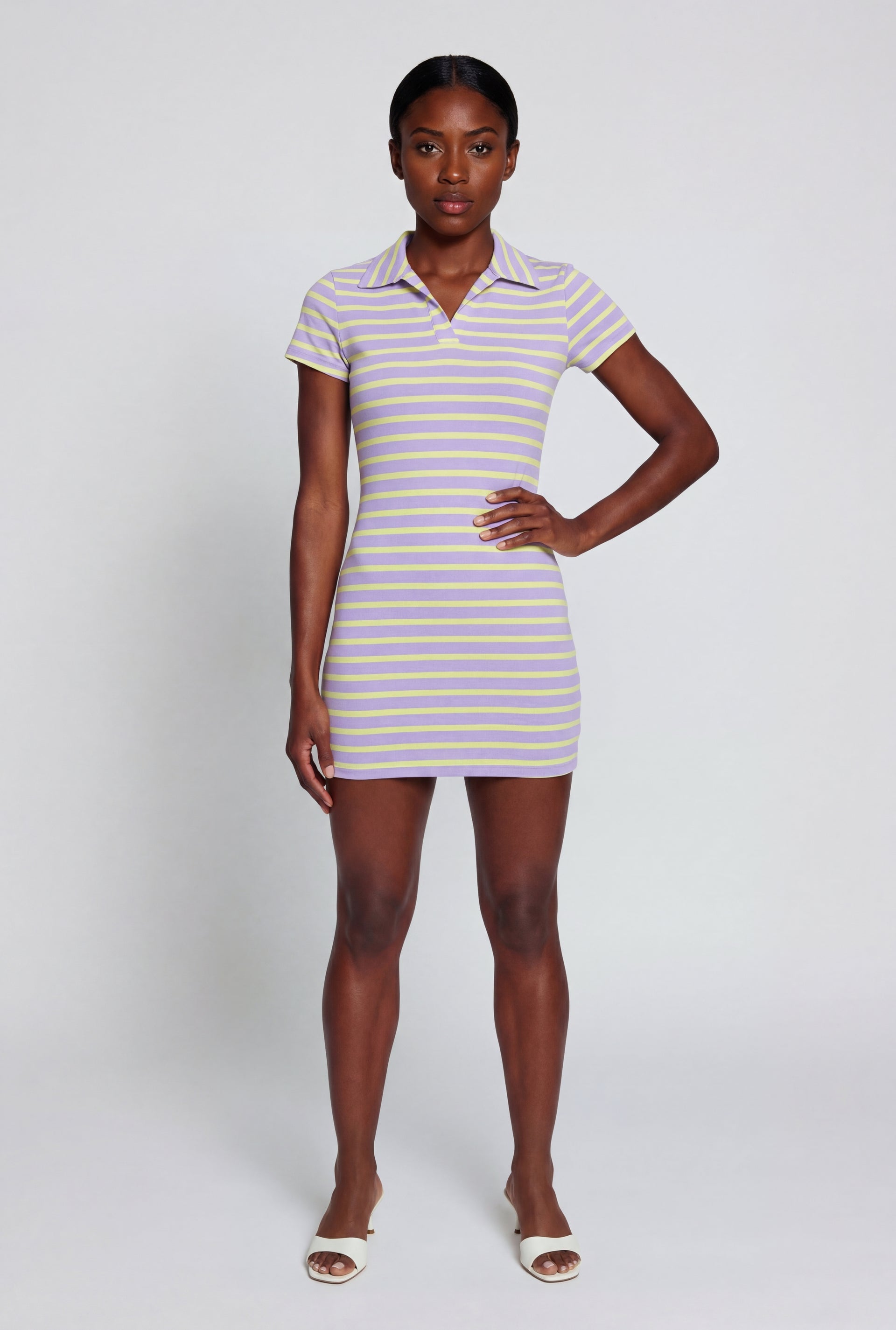 Short Sleeve Striped Polo Dress Short Sleeve Striped Polo Dress