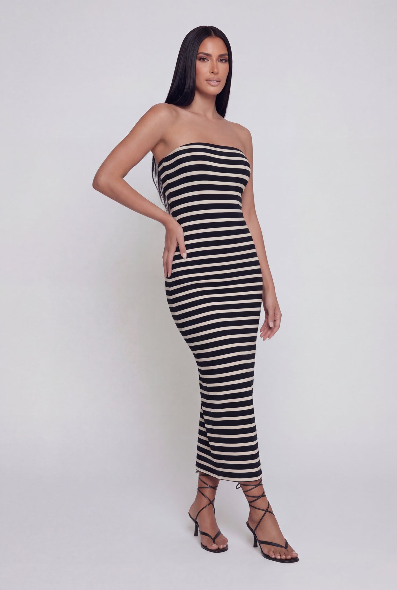 onda tube midi dress Striped Tube Midi Dress