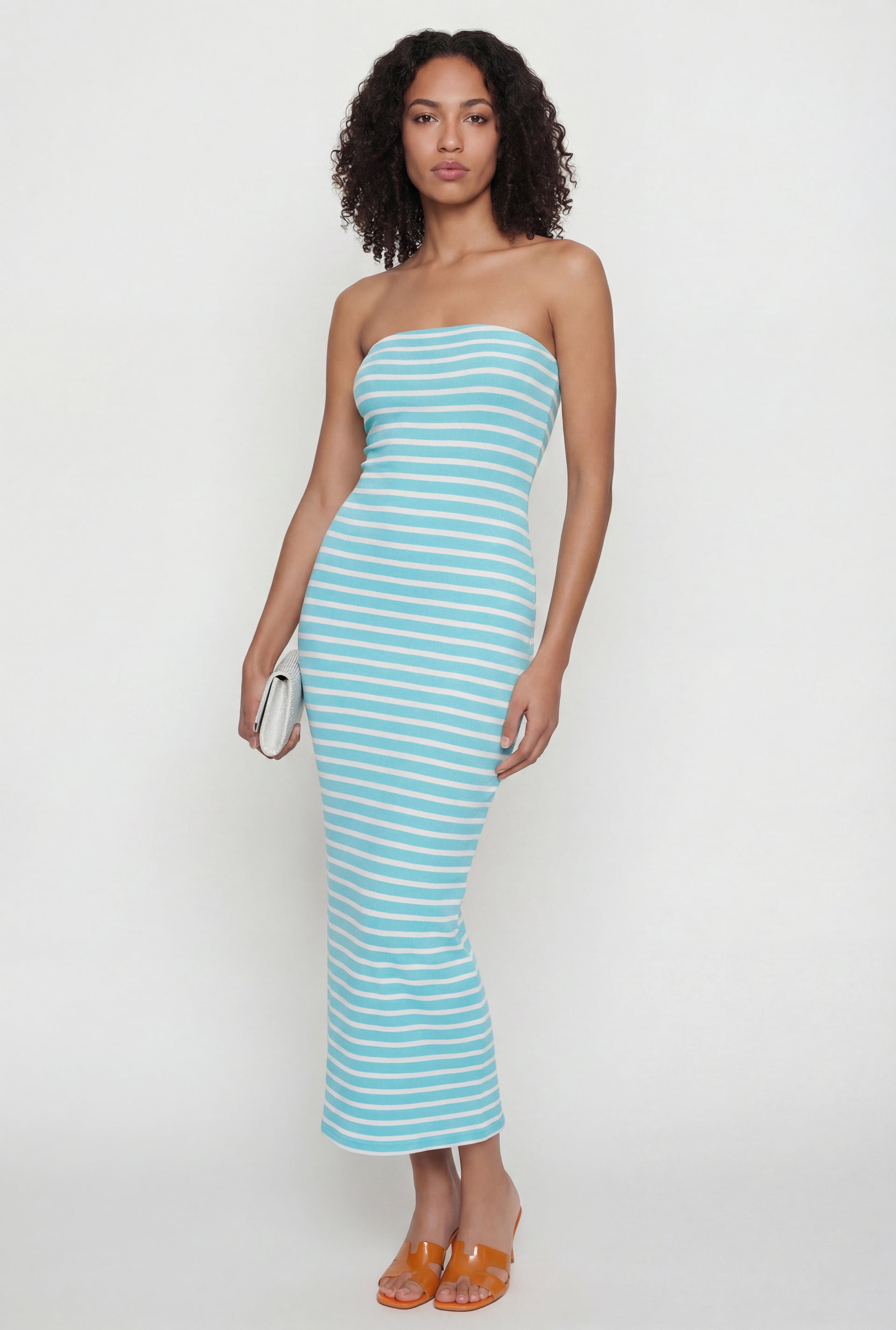 midi tube dress outfit Striped Tube Midi Dress