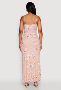 Floral Print Tie Front Cami Maxi Dress