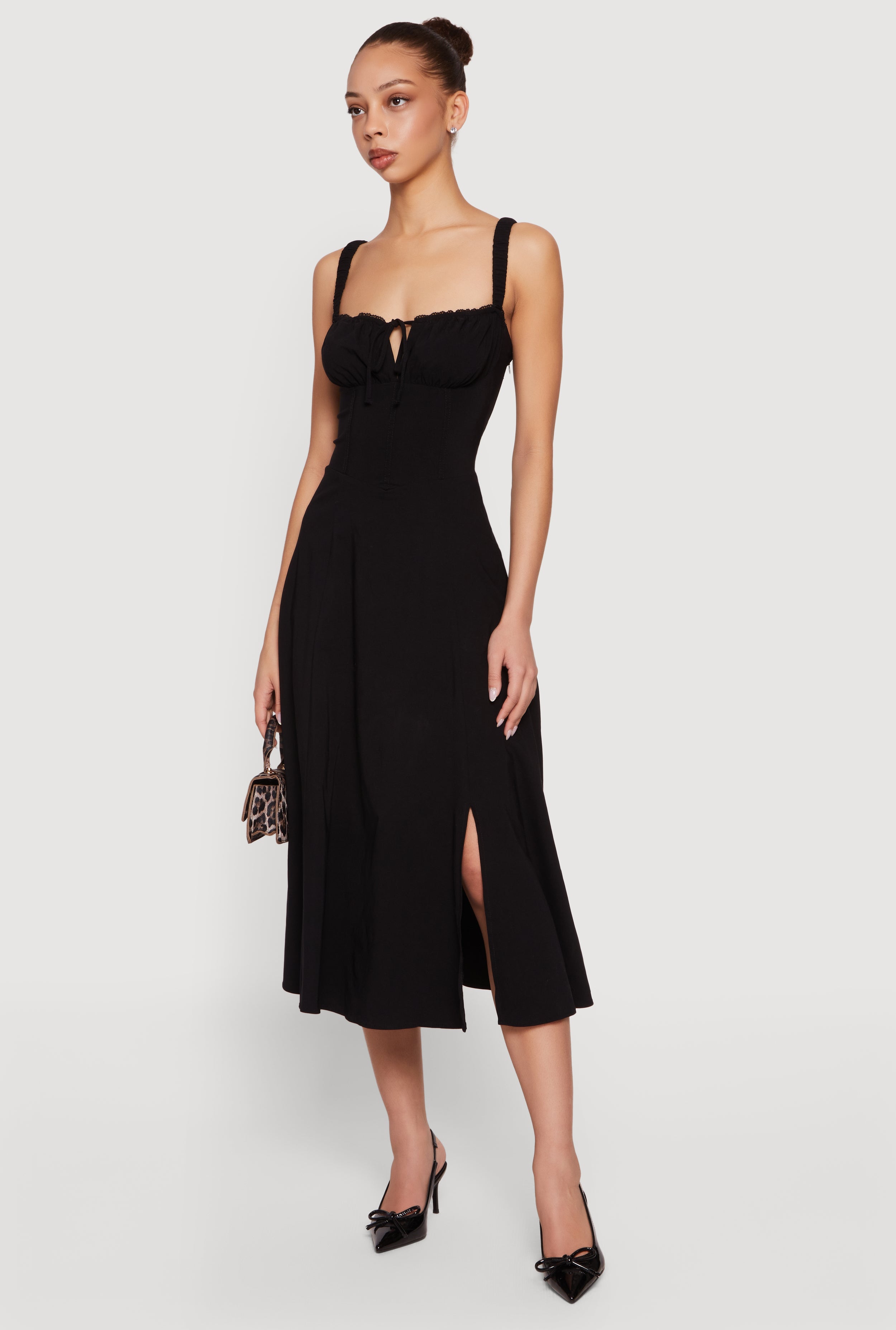 Drawstring Keyhole Lace Up Back Bustier Dress