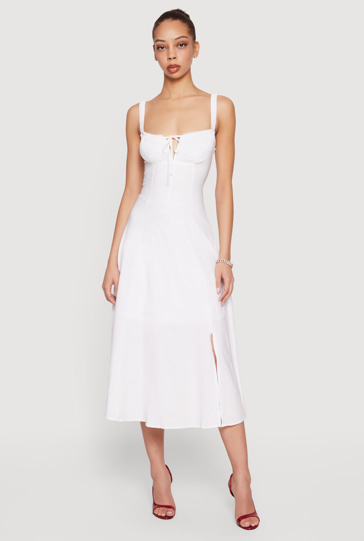 knee length dresses for ladies White Orchid Midi Dress– Teuta Matoshi main image 1