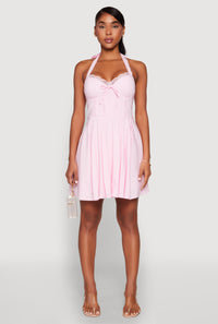 Iris Lace Trim Halter Mini Dress