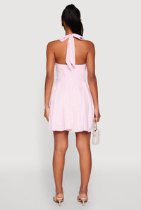 Iris Lace Trim Halter Mini Dress