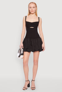 Iris Poplin Keyhole Front Bubble Hem Dress
