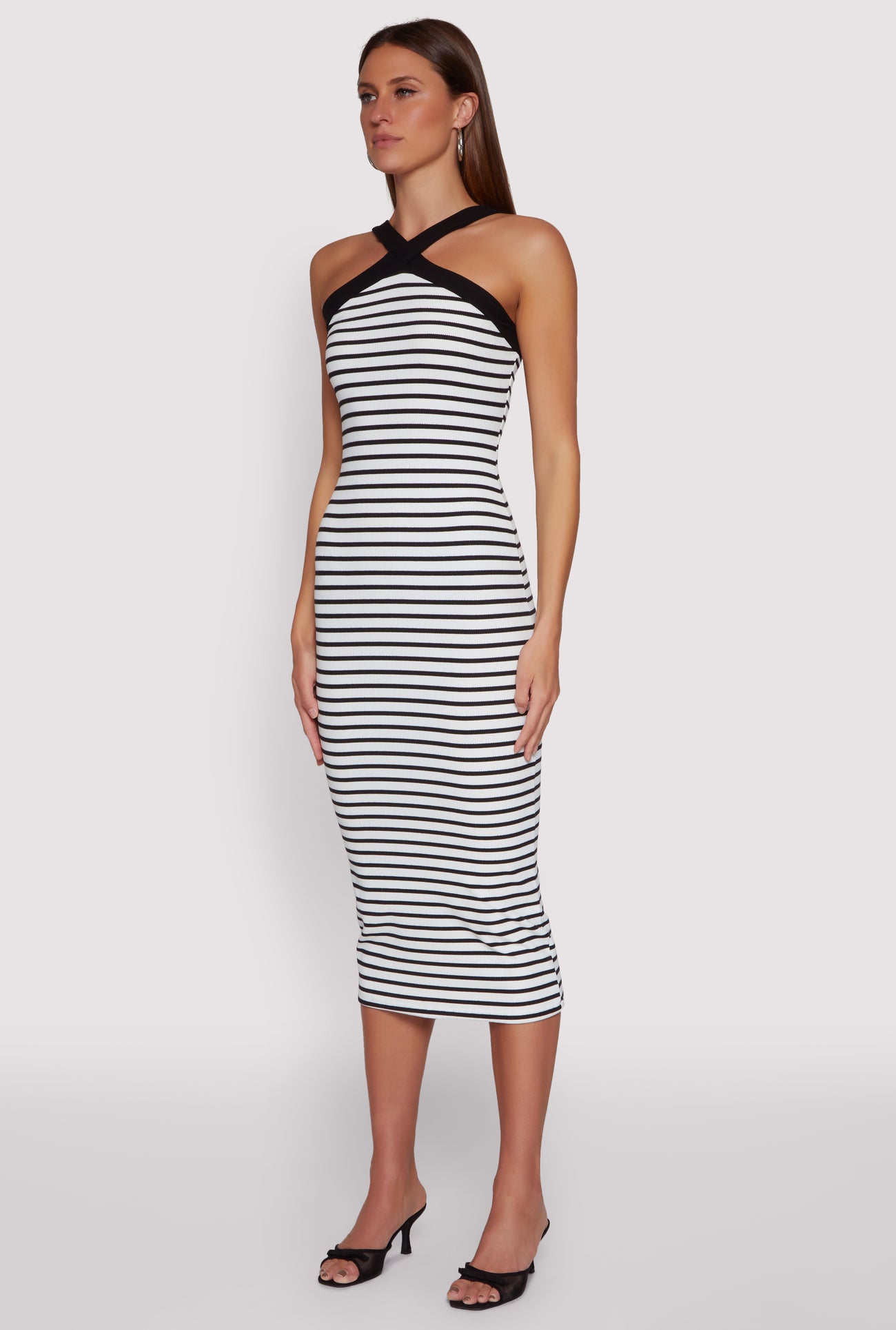 Iris Striped Halter Midi Dress