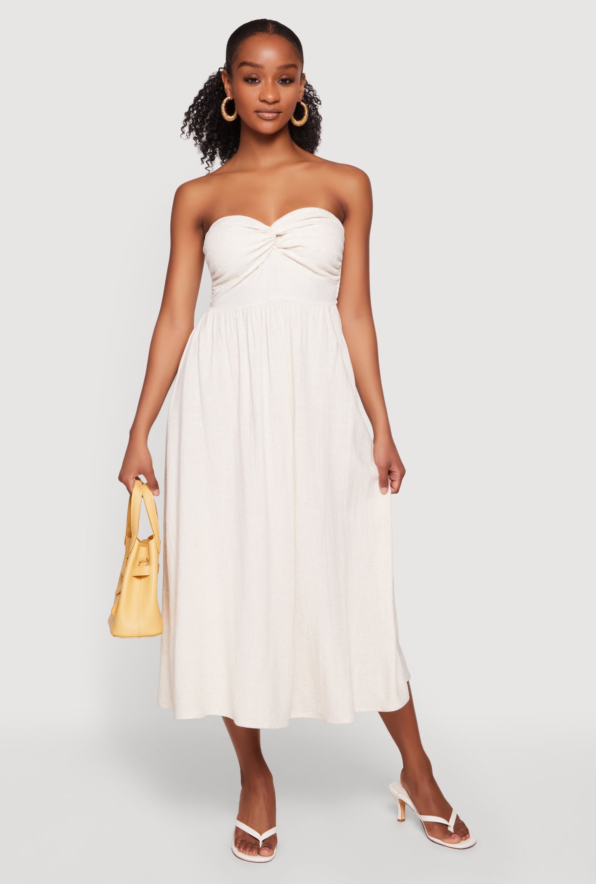 ivory strapless dress midi Twist Front ty gown
