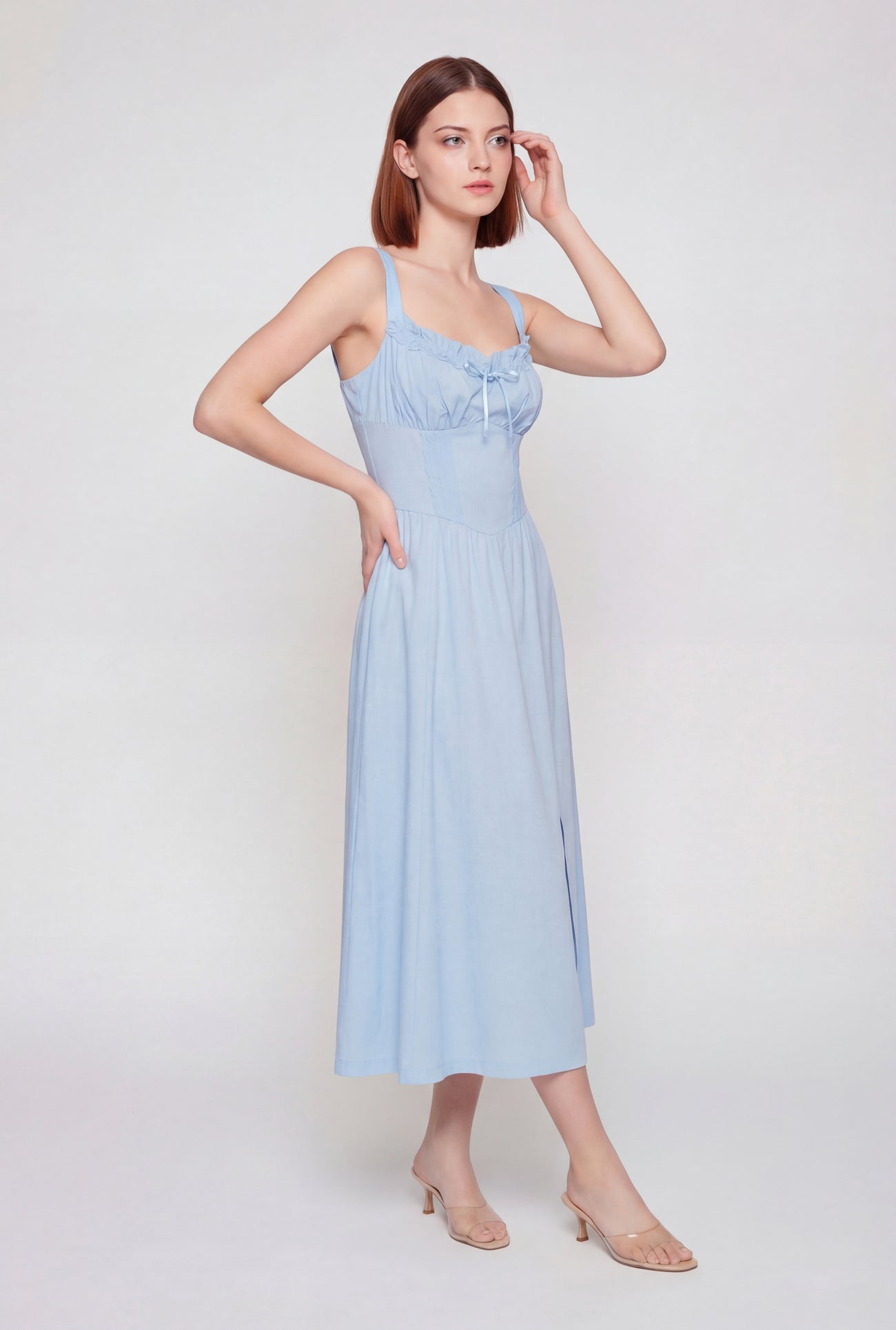 Lace Corset Detail Side Slit Midi Dress Lace Corset Detail Side Slit Midi Dress