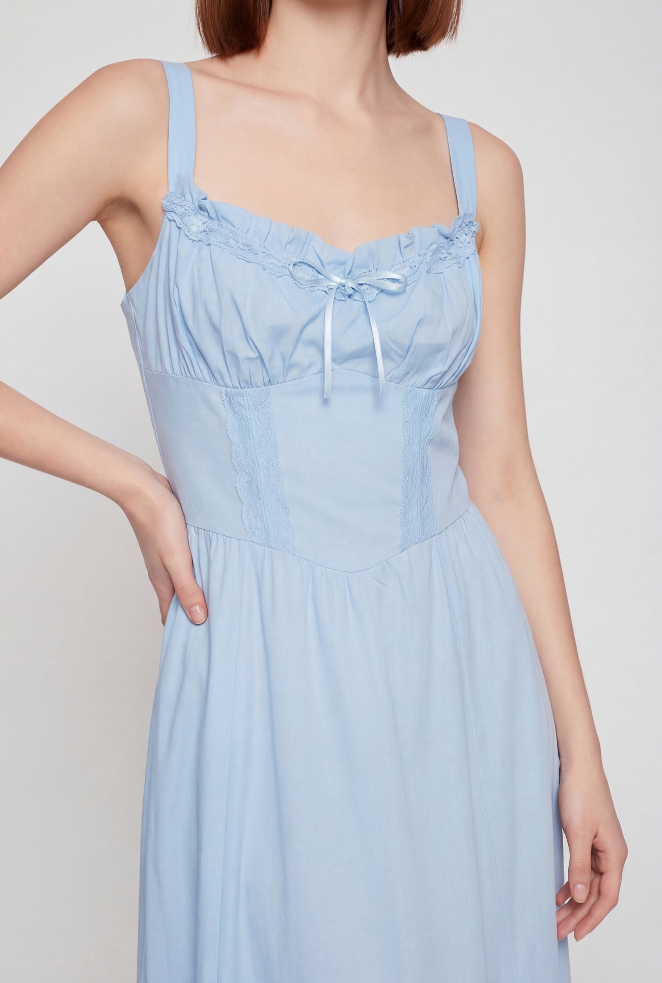 corset detail midi dress Lace Corset Detail Side Slit Midi Dress