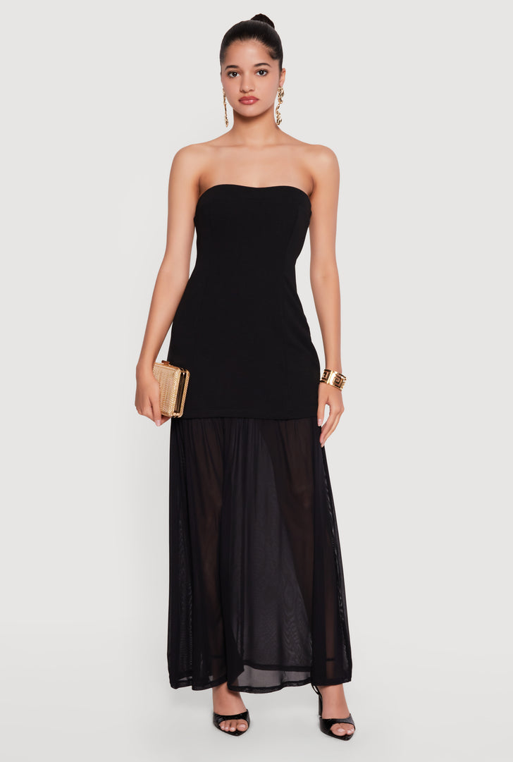 strapless open back dress Celestial Looking Partywear Gown in Navy Blue Colour main image 0