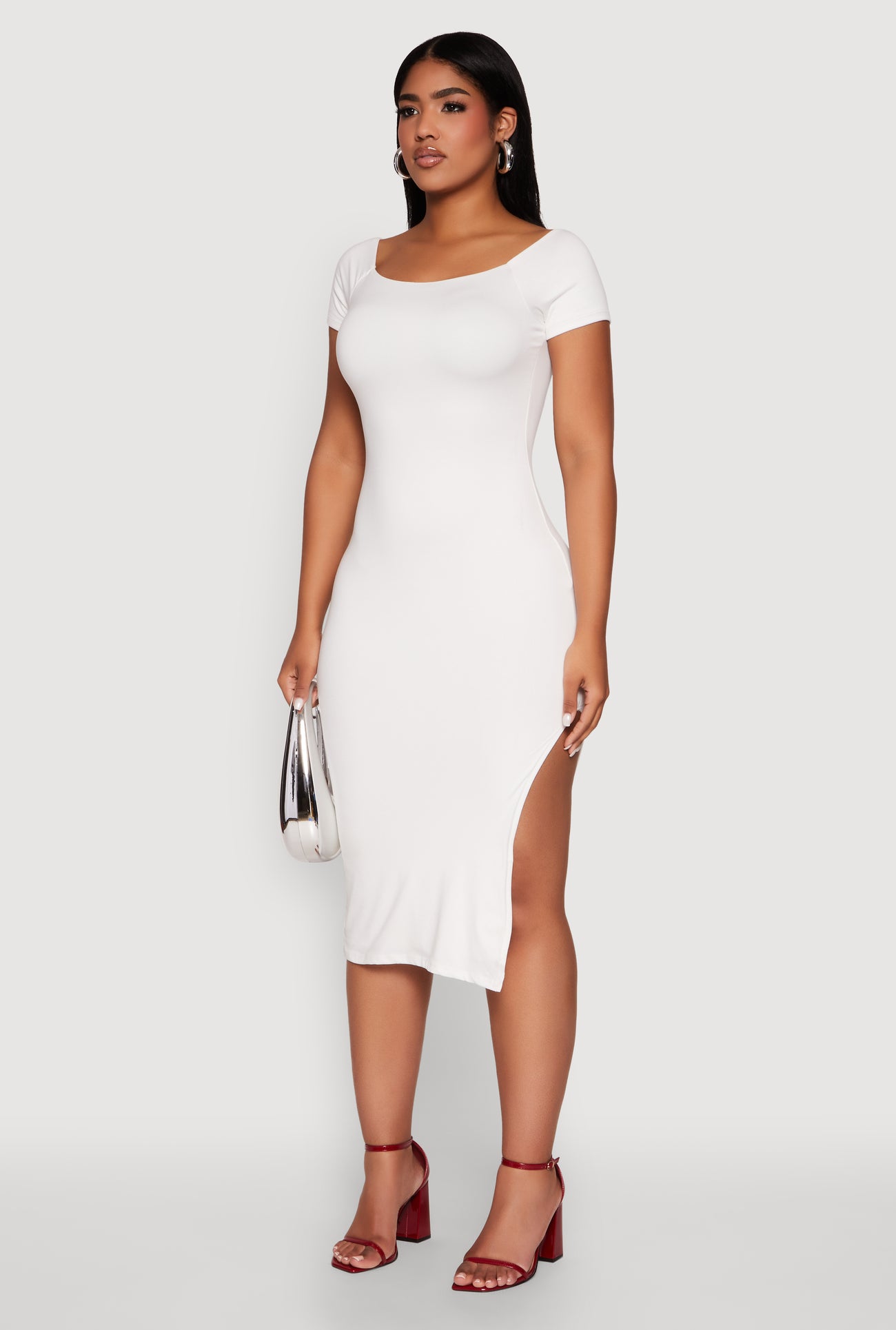Haute Monde Side Slit Midi Dress