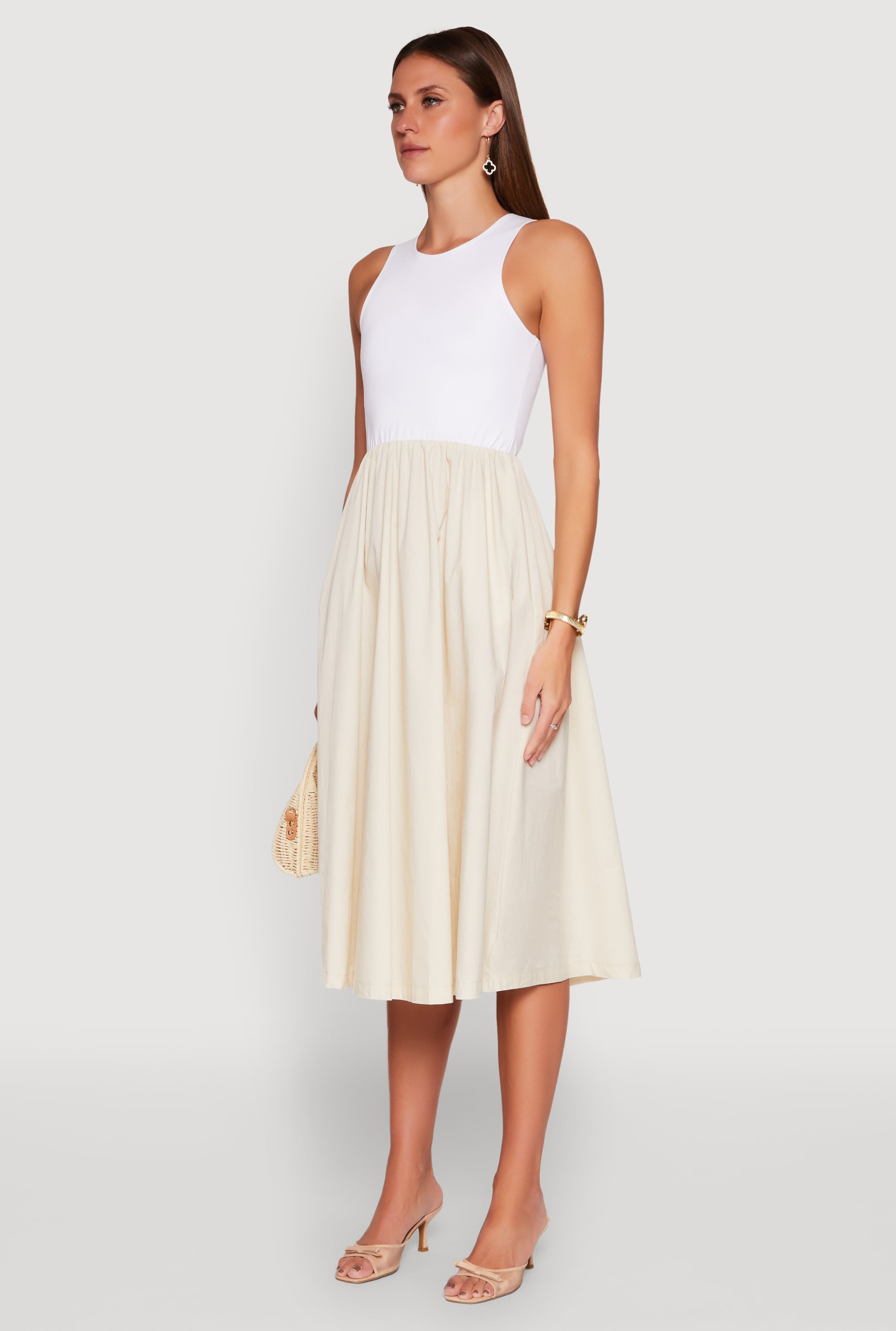 【美品】Hbeauty&youth NYLONKARSEY TANK DRESS Ruched Tank Dress - Olive Multi – VENUS