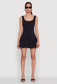 Madden Girl Button Front Mini Bubble Hem Dress