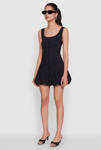 Madden Girl Button Front Mini Bubble Hem Dress