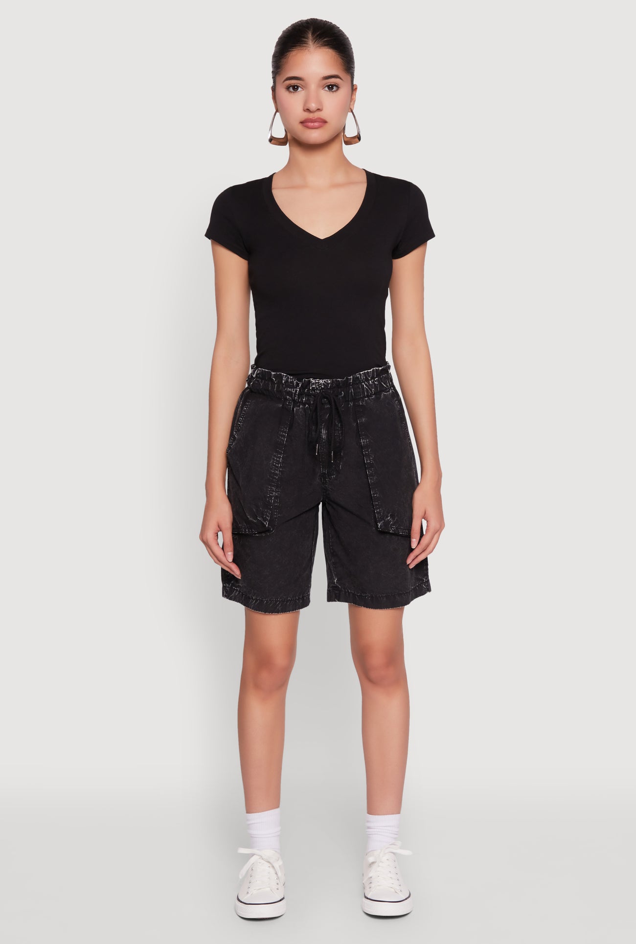 Poplin Drawstring Bermuda Shorts