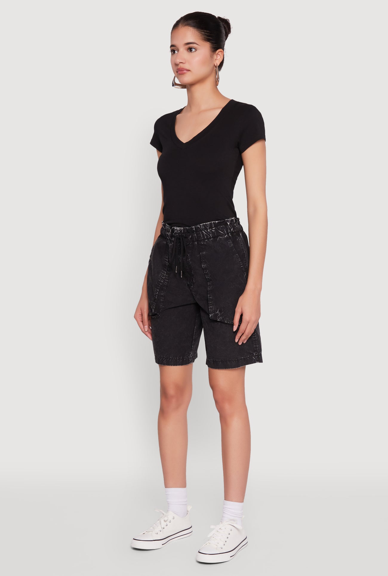 Poplin Drawstring Bermuda Shorts