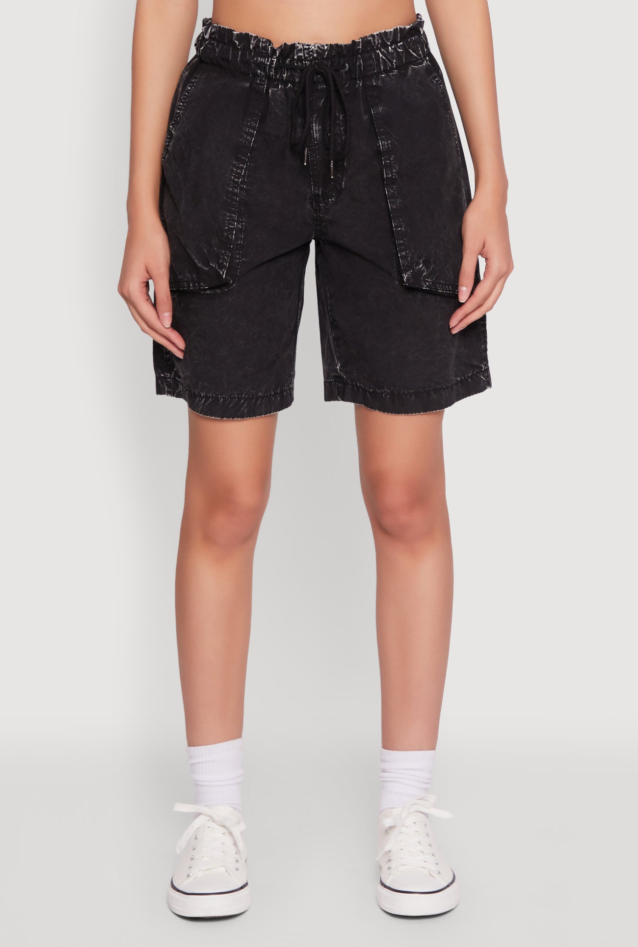Poplin Drawstring Bermuda Shorts
